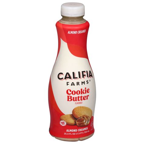 Califia Farms Almondmilk Creamer, Cookie Butter Flavored Califia farms pronounced cal-uh-fee-ahh. Just like our California home, we're named after the legend of Queen Califia. Indulge in our Cookie Butter Flavored Almondmilk Creamer. The delightful flavor of spiced speculoos cookies swirling into your coffee with all the sweet creamy goodness of dairy creamer, just without the dairy. Treat your taste buds. Always plant-based. Carrageenan free. Unzip it! Remove label to recycle. | Califia Farms Almondmilk Creamer, Cookie Butter Flavored At Hy-Vee Queen Califia, Almond Creamer, Speculoos Cookies, Califia Farms, Farm Cookies, Tiny Room, Cookie Butter, Food And Snacks, Coffee Creamer