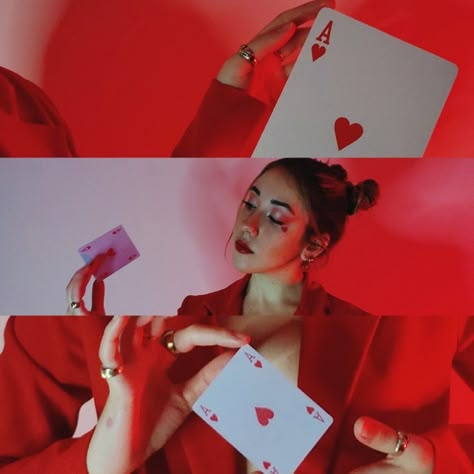 Valentines Foto Shoot, Queen Of Hearts Photography, Red Queen Photoshoot, Heart Photoshoot Ideas, Queen Of Hearts Photoshoot Ideas, Props For Photoshoot Ideas, Playing Card Photoshoot, Heart Break Photoshoot Ideas, Playing Cards Photoshoot