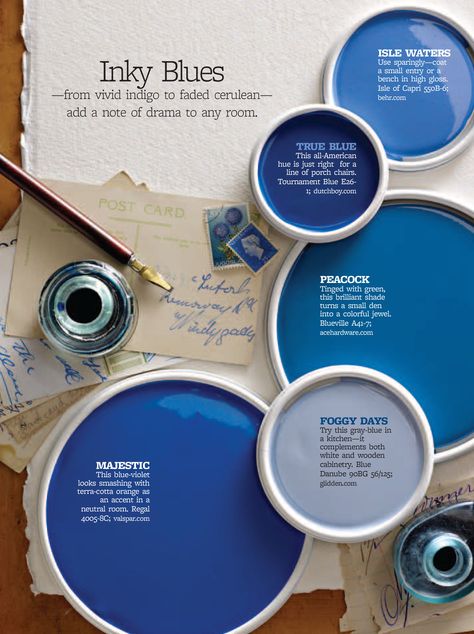 Better Homes and Gardens - Inky Blues Interior Paint Colors Schemes, Paint Color Schemes, Paint Color Palettes, Interior Paint Colors, Garden Painting, Homes And Gardens, Bedroom Paint, Paint Palette, Paint Colors For Home