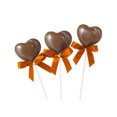 Milk Chocolate Heart Lollipops (Set of 3) - these would make a great favor or a bridal shower or wedding..... What Is Valentines Day, Heart Lollipops, Godiva Chocolatier, Chocolates Gift, Gifts Baskets, Gourmet Chocolates, Gift Towers, Godiva Chocolate, Chocolate Gifts Basket