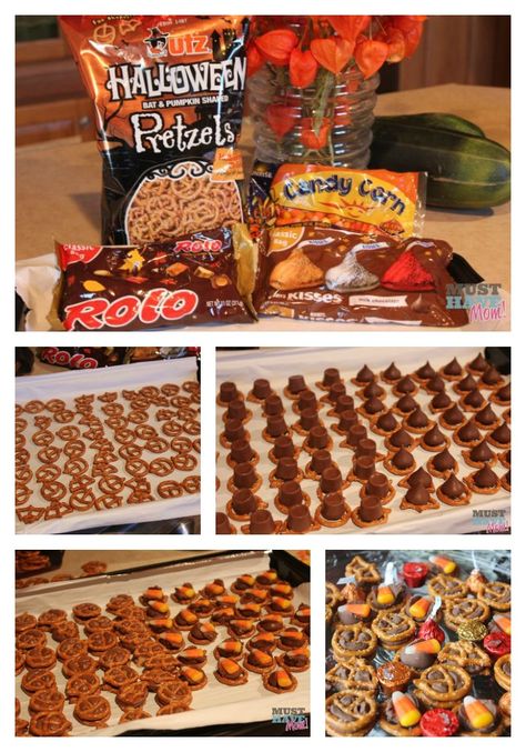 Nut Free Halloween Treats, Rolo Pretzels, Halloween Pretzels, Pretzel Treats, Halloween Food Treats, Fall Snacks, Holiday Snacks, Halloween Goodies, Candy Bars