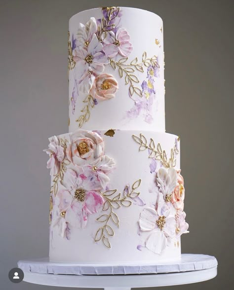 Palette Knife Cake, Floral Cake Design, American Cake, Elegant Birthday Cakes, Creative Cake Decorating, Fall Wedding Cakes, Painted Cakes, Just Cakes