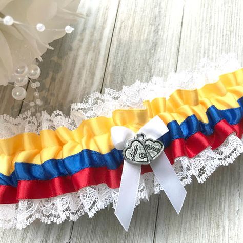 Colombian Wedding Decorations, Colombian Wedding Traditions, Colombian Beach Wedding, Medellin Colombia Wedding, Colombian Souvenirs, Colombian Wedding, Colombia Wedding, Colombian Flag, Bridal Garters