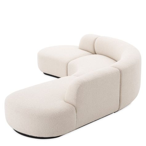 Enjoy the rich comfort and the striking boomerang-like design of Sofa Björn.Product Overview Finish: Bouclé Cream, Black Base Dimensions: 101.18"D x 118.11"W x 27.56"H Seat: 28.35"D x 16.93"H Weight: 246.92 lb Lighting Details Rating: Indoor use/dry locations only Shade Fabric: Bouclé cream Shade Material: 81% polyeste Creme Sofa, L Sofas, Curved Sectional, Curved Furniture, Sofa Beige, Curved Sofa, Traditional Interior, Sand Color, Open Plan Living