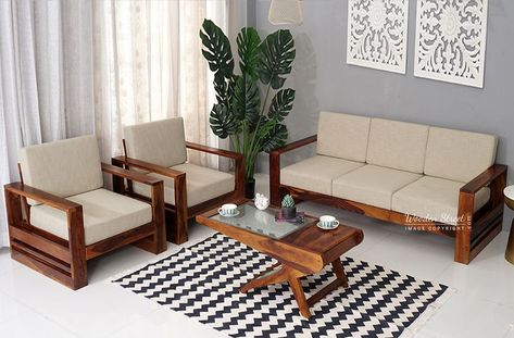 https://www.woodenstreet.com/wooden-sofa Simple Sofa Design, Sofa Design Living Rooms, Sofa Set Design, Wooden Frame Sofa, Eid Wallpaper, Luxury Sofa Living Room, Trunk Box, Center Table Living Room, Sofa Design Wood