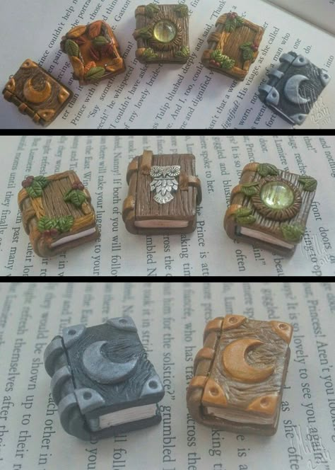 Clay Pin Ideas, Halloween Clay Crafts, Clay Book, Halloween Polymer Clay, Fimo Art, Crea Fimo, Fimo Ideas, Polymer Clay Halloween, Book Pendant