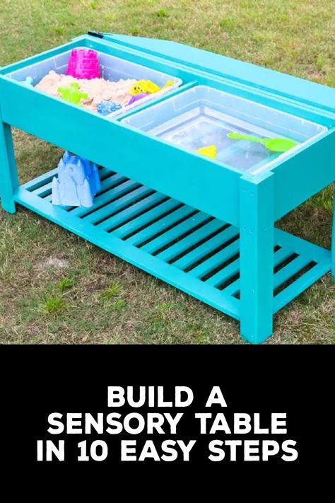 How to Build a Sensory Table Diy Sensory Table, Sensory Tables, Diy Kids Table, Learn Through Play, Old Table, Sensory Table, Plastic Storage Bins, Table Set Up, Kid Table