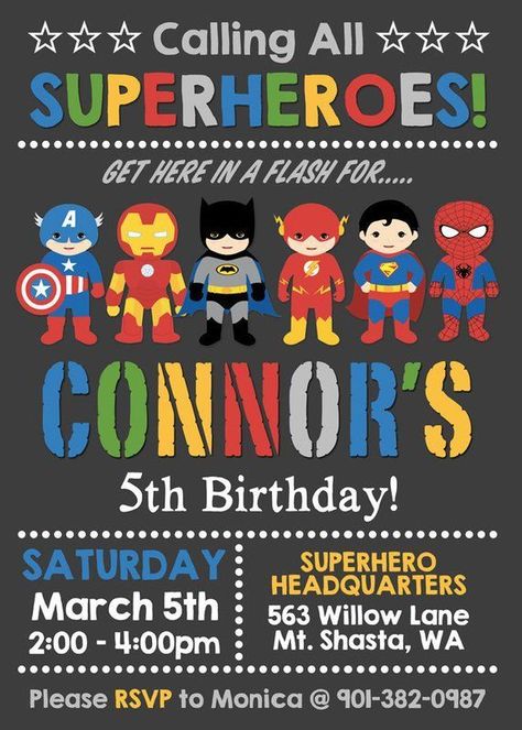 Diy Superhero, Super Hero Birthday, Marvel Birthday Party, Superhero Birthday Invitations, Superhero Invitations, Avenger Birthday Party, Spiderman Birthday Party, Diy Invitation, Avengers Party