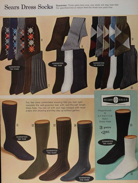 Vintage Men's Socks History-1900 to 1960s Formal Socks For Men, Bobby Socks 1950s, Vintage Sock Ads, Affordable Classic Men's Socks, Mens Retro Tube Socks, Work Socks, Men's Socks, Dress Socks, Vintage Things