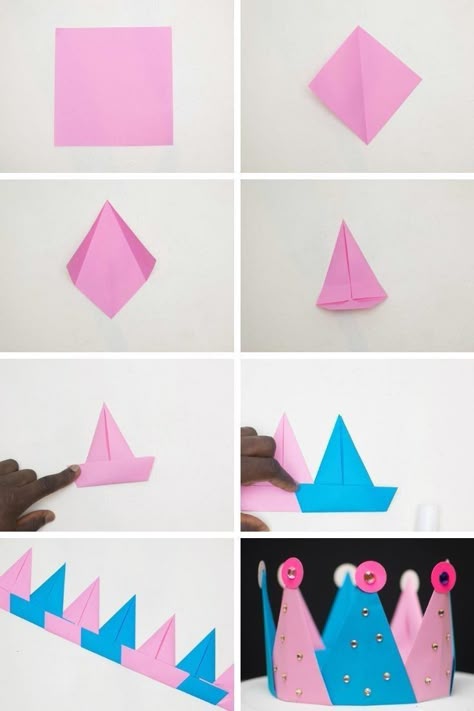 Post It Note Crown, How To Make A Paper Crown Step By Step, Origami Crown Step By Step, How To Make Crown With Paper, How To Make A Paper Crown, Crown Out Of Paper, Paper Crown Tutorial, Paper Crown Origami, Paper Crown Diy