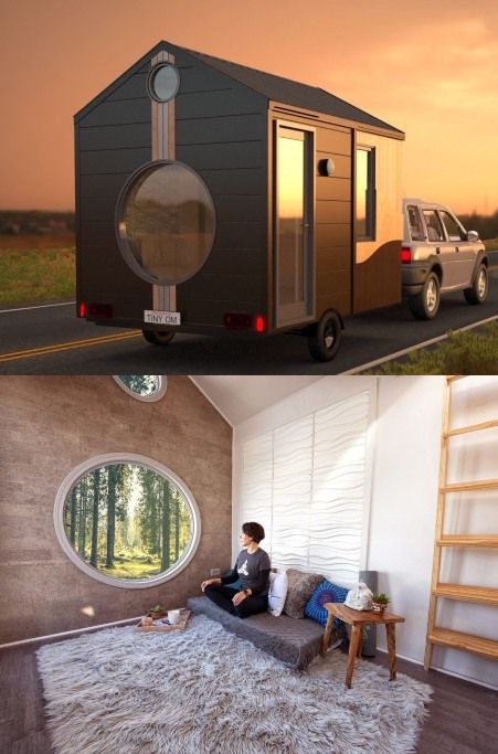 Zen Den Tiny Om: Gorgeous Tiny Home On Wheels Tiny House Yoga Studio, Art Studio On Wheels, Mobile Yoga Studio, Tiny House Massage Studio, Mobile Spa Ideas, Spa On Wheels, Zen Den Meditation Rooms, Zen Den Ideas, Office On Wheels