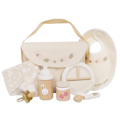 TV598-doll-baby-set-changing-bag-woooden-toy_1296x1296 Baby Alive Stuff, Baby Doll Stuff, Kids Kitchen Accessories, Le Toy Van, Minnie Mouse Toys, Baby Doll Set, Baby Care Essentials, Baby Doll Toys, Pretty Leaf