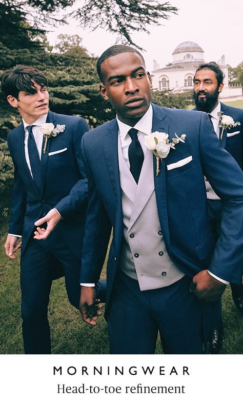 Navy Wedding Suit Groom, Best Groom Suits, Blue Wedding Suit Groom, Beige Suits Wedding, Wedding Morning Suits, Navy Groomsmen Suits, Wedding Suits Men Blue, Blue Groomsmen Suits, Groom Blue Suit