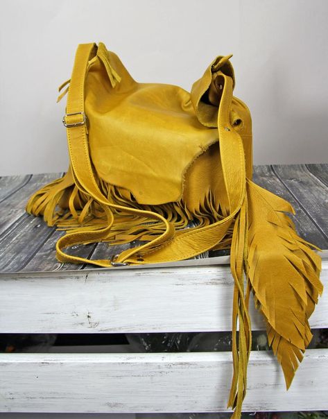 Yellow Fringe leather bag Bohemian Fringe bag Yellow leather | Etsy Leather Fringe Purse, Convertible Tote Bag, Leather Fringe Bag, Woman Handbag, Western Purses, Leather Backpack Purse, Fringe Purse, Bohemian Bags, Fringe Bags