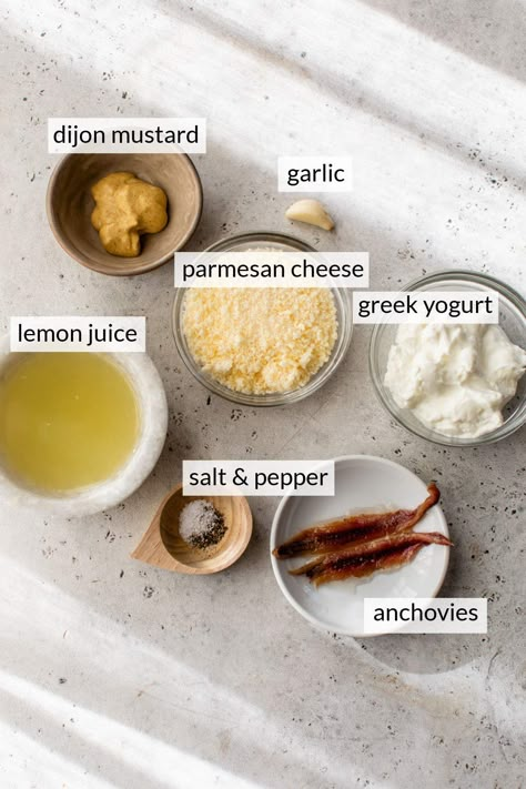 Healthy Low Cal Ceaser Dressing, Yogurt Dressing Recipe Greek, Greek Yogurt Based Salad Dressing, High Protein Ceasar Salad Dressing, Greek Yogurt Caesar Dressing, Healthy Ceaser Salad Dressing Recipes, Pasta Sauce With Greek Yogurt, Cesar Dressing Recipe, Protein Salad Dressing