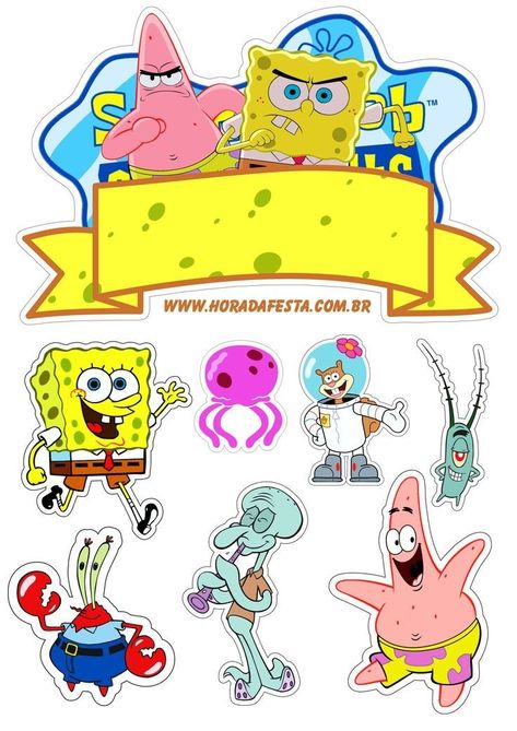 Spongebob Squarepants Cake, Spongebob Cake, 3d Cake Toppers, Happy Birthday Printable, Birthday Cake Topper Printable, Diy Cake Topper, Christmas Phone Wallpaper, Party Invitations Printable, Scrapbook Stickers Printable