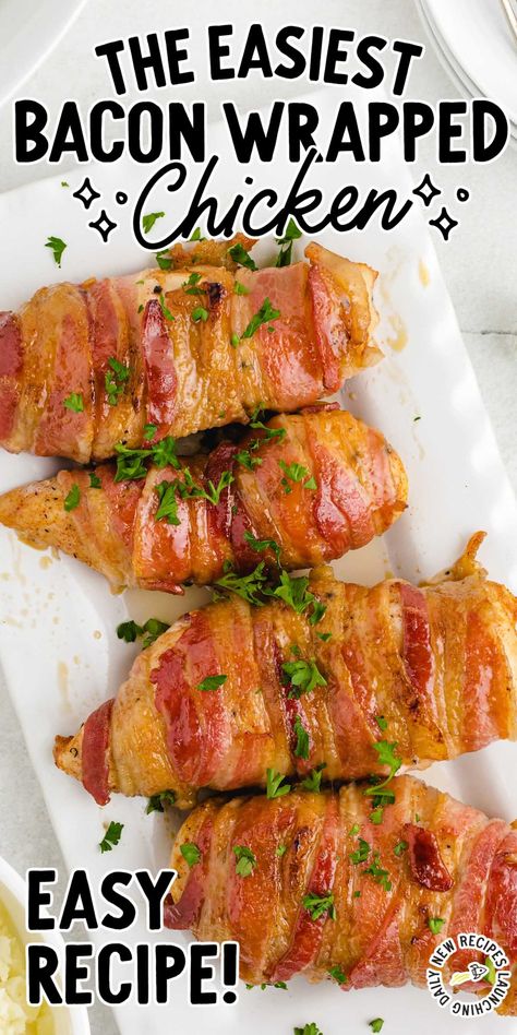 Baked Bacon Wrapped Chicken, Chicken Bacon Recipes, Bacon Wrapped Chicken Breast, Chicken Bacon Ranch Casserole, Chicken Breast Recipes Baked, Wrapped Chicken, Baked Bacon, Bacon Wrapped Chicken, Supper Ideas