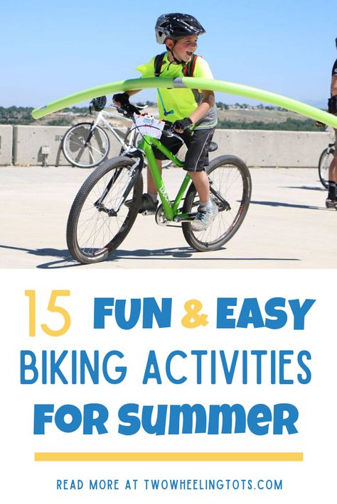 Looking for something active (and easy!) to do with your kids outside this summer?  We are too!  So we've compiled a list of 15 FUN and EASY biking activities to help get your kids away from their screens and onto their bikes this summer!  From sidewalk chalk and bike ramps, to neighborhood rodeos and bike car washes, we've got something to encourage even the most reluctant riders to get riding!  Click through to read the full review! Bike Rodeo Obstacle Course, Bike Activities For Kids, Bike Obstacle Course For Kids, Bike Rodeo Ideas For Kids, Bike Obstacle Course, Bike Safety Activities, Bike Rodeo, Bike Games, Activities For Summer