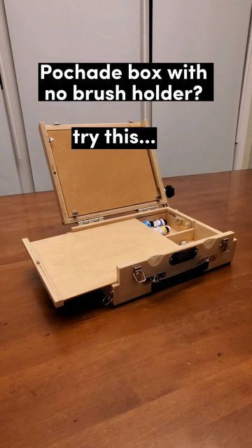 Steven Cantlon on Instagram: "Here's an idea of how to make a brush holder for a pochade box that is not equipped with one. This design may not work for all boxes, but it gives you an idea of how something similar could be applied. #oilpainting #painting #art #pleinairpainting #pleinair #pochade #artstudio #diy" Pochade Box Diy, Box Hacks, Pochade Box, Air Art, Paint Brush Holders, Box Diy, Plein Air Paintings, Diy Box, Brush Holder