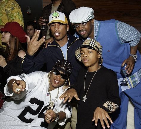 pharrell, jermaine dupri, lil bow wow and da brat at a grammy afterparty - 2002 Da Brat 90s, Throwback 2000s, Lil Bow Wow, Music Celebrities, Jermaine Dupri, Park Outfit, Da Brat, 90s Rap, 90s Hip Hop Fashion