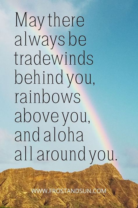 Photo of a rainbow reaching down toward a mountain in Hawaii. Pray For Maui, Quotes About Hawaii, Hawaiian Quotes Inspirational, Aloha Sayings, Hawaii Quotes Hawaiian Sayings, Hawaii Captions Instagram, Party Instagram Captions, Trip Instagram Captions, Aloha Quotes