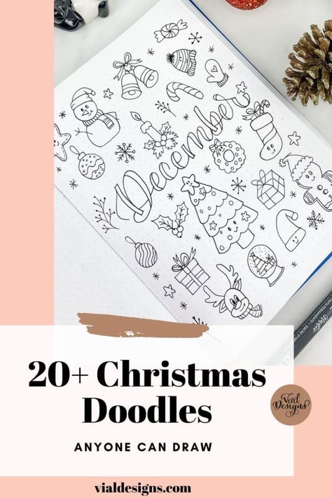 Christmas Journal Doodles, Doodles For Christmas, Easy Christmas Drawings Simple, Easy Christmas Doodles To Draw, Christmas Drawing Ideas Easy Doodles, Christmas Doodles Step By Step, Ornament Doodle, Winter Doodles Easy, Easy Christmas Doodles