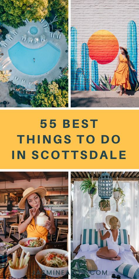 MUST READ for anyone heading to Scottsdale! Here are the 50+ best things to do in Scottsdale, Arizona! If you're heading to Phoenix, Scottsdale, Mesa, or any of the surrounding towns, you'll love this list! From best restaurants and nature spots in Scottsdale to museums and activities, you'll find the best of the best here! If you're planning a Scottsdale itinerary, a Phoenix trip, or any kind of Arizona travel, etc. this list is for you! Arizona Activities, Things To Do In Scottsdale, Arizona Travel Guide, Scottsdale Bachelorette, Arizona Living, Vacation 2024, Arizona Adventure, Arizona Vacation, Visit Arizona