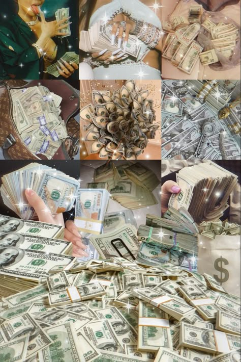 Vision Boards Money, Money Visual Board, Vision Board Wallpaper Money, Money Asthetics Photos, Vision Board Photos Money, Dreamboard Visionboard Ideas, Money Aethstetic Vision Board, 2024 Vision Board Money, Financial Security Vision Board