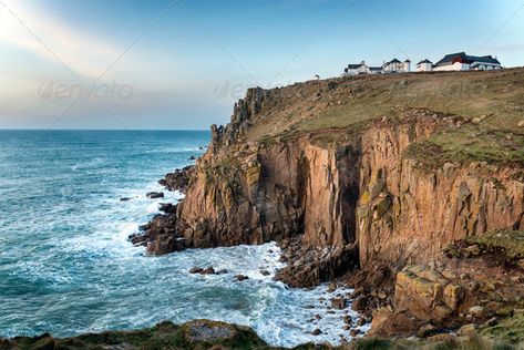 Lands End Cornwall, Ocean Cliff, Cornwall Beaches, Beach Art Painting, Sea Cliff, Watercolour Landscape, Landscape Photography Nature, Landscape Drawings, How To Buy Land