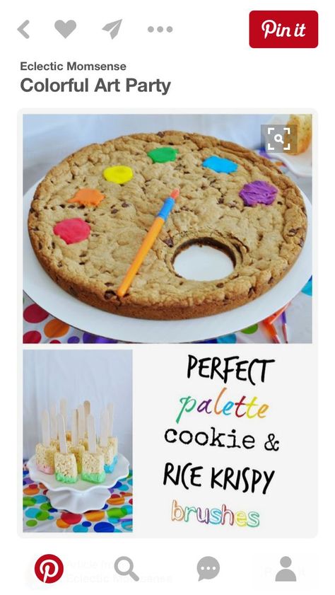 Paint Party Food Ideas For Adults, Paint Party Snacks, Art Themed Food Party Snacks, Paint Party Snacks Food Ideas, Painting Party Snacks, Paint Party Cookies, Paint Party Dessert Table, Paint Party Cookie Cake, Yummy Kitchen