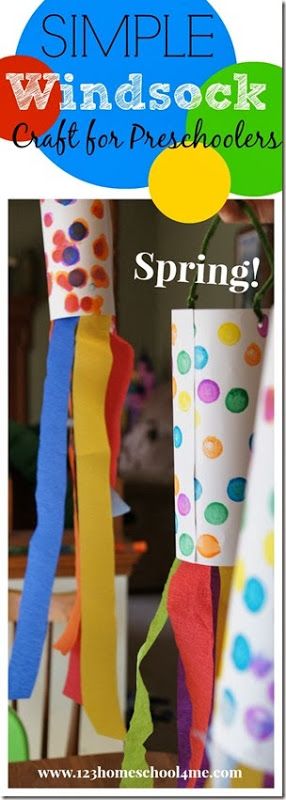 Simple Windsock Spring Craft for Kids - This is such a fun, simple craft for kids from Toddler and Preschool to Kindergarten and 1st-3rd grade. My kids LOVE using Bingo Markers. Windsock Craft, Preschool Spring, Spring School, Preschool Projects, Spring Preschool, Spring Crafts For Kids, Spring Craft, Daycare Crafts, Simple Craft