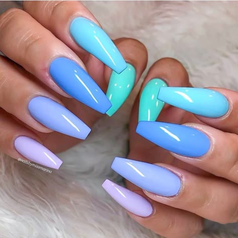 Tropical Nails, Long Acrylic Nails Coffin, Vacation Nails, Coffin Nails Long, Nail Swag, Summer Acrylic Nails, Rainbow Nails, Pink Nail, Summer Nails Colors