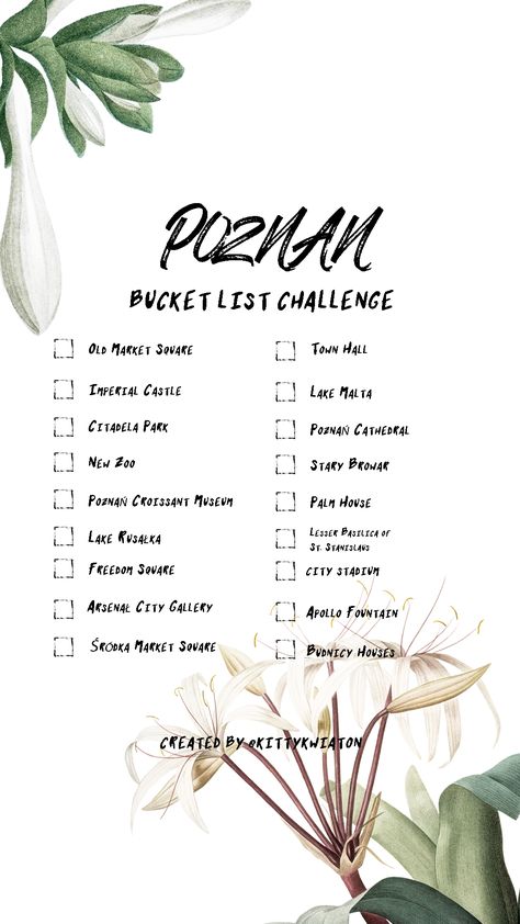 Bucket List Challenge, Poznan Poland, List Challenges, City Gallery, Poland Travel, Travel Checklist, Warsaw Poland, School Project, Instagram Story Template