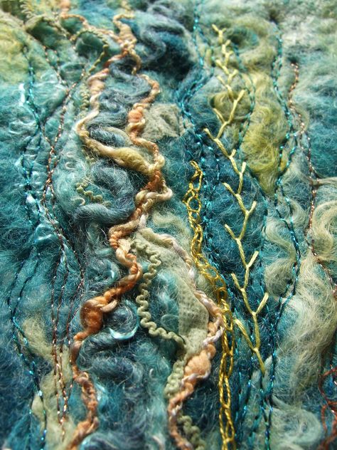 Explore rosiepink's photos on Flickr. rosiepink has uploaded 32 photos to Flickr. Felt Seaweed, Felt Art Embroidery, Embroidery On Felt, Fabric Art Tutorials, Felt Making, Dry Felting, A Level Textiles, Textiles Projects, Felt Pictures