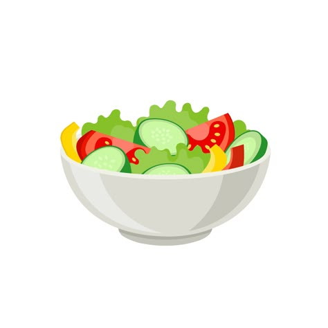 Salad vector illustration Vegetable Salad Drawing, Salad Bowl Illustration, Salad Bowl Drawing, Salad Drawing Easy, Salad Tattoo, Salad Doodle, Salad Sketch, Salad Cartoon, Salad Logo