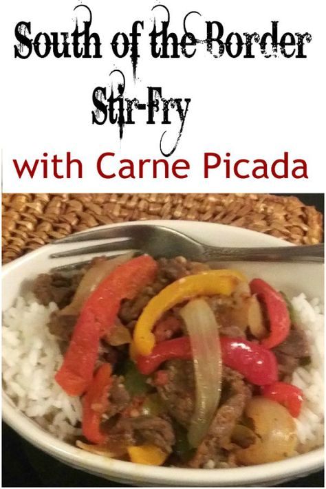 Easy and delicious! Make a batch of perfectly seasoned beef, then use part for this quick 20 minute South of the Border Stir-Fry. #freezerfriendly  #beefstirfry #carnepicada haphazardhomemaker.com Picada Recipes, Carne Picada Recipes, Easy Beef Stir Fry, Stir Fry Meat, Beef Entrees, Beef Stir Fry Recipes, Asian Stir Fry, Best Chili Recipe, South Of The Border