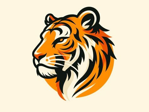 Vector cool tiger illustration logo vect... | Premium Vector #Freepik #vector #red #nature #sign #background Tiger Logo Graphics, Tiger Logo Design, Tiger Outline, Cool Tiger, Happy Logo, Kite Making, Red Nature, Tiger Illustration, Real Madrid Wallpapers