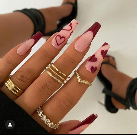 Romantic Nails, February Nails, Nail Designs Valentines, Heart Nails, Valentine's Day Nails, Best Acrylic Nails, Valentines Nails, Stiletto Nails, Trendy Nails