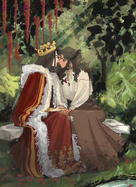 The Priory Of The Orange Tree Ead And Sabran Fanart, The Priory Of The Orange Tree Sabran And Ead, Samantha Shannon, Fantasy Love, Lgbt Art, Queer Art, Orange Tree, Doll Repaint, Gay Art