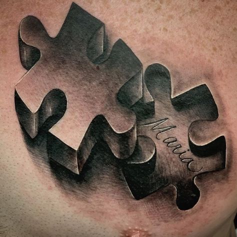 3d Puzzle Piece Tattoo, Puzzle Tattoo Design, Jigsaw Tattoo Design, Puzzle Pieces Tattoo, Puzzle Tattoo Ideas, Jigsaw Tattoo, Puzzle Tattoo, Tattoo Dream, Pixie Tattoo