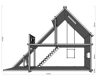 Nstrworks on Etsy Design Casa Piccola, Modern Dolls House, A Frame House Plans, Dog Rooms, A Frame House, Wooden Dollhouse, Cottage House Plans, Miniature Houses, House Vector