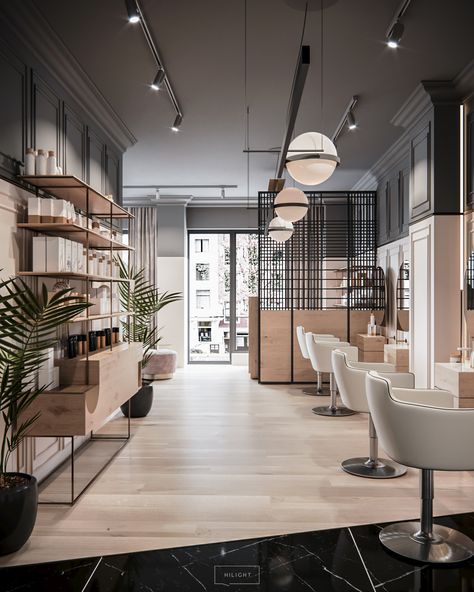 Modern Salon Ideas Interior Design, Scandinavian Salon Design, Modern Salon Interior Design, Modern Hair Salon Interior Design, Modern Salon Design, Modern Beauty Salon, Parlour Design, Interior Design India, Hair Salon Interior Design