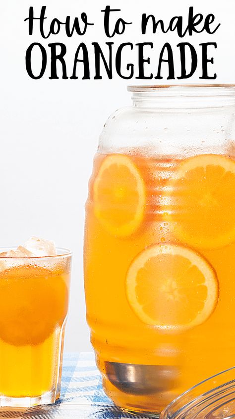 Lemonade Stand Lemonade Recipe, Orange Aid Recipe, Fresh Orange Juice Recipes, Yummy Drinks To Make At Home, Lemonade Variations, Orange Lemonade Recipe, Homemade Lemonade Stand, Orangeade Recipe, Basil Lemonade Recipe