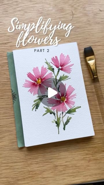 Kristin Van Leuven | Watercolor artist and instructor | Watercolor can be complicated but it can also be so so simple! I’m on a mission to simplify flowers down to the very basics so they’r... | Instagram Watercolor Cards Ideas Simple, Floral Painting Videos, Simple Watercolor Flowers, Floral Drawings, Paint Patterns, Painting Flowers Tutorial, Water Coloring, Watercolor Beginner, Paint Flowers