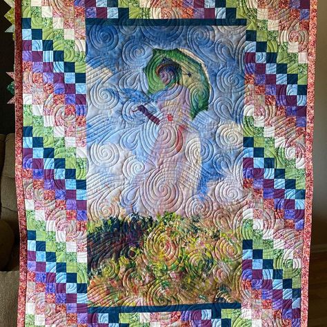 Amy ☀️ McLaggan on Instagram: “Panel: Robert Kaufman Monet’s Woman with Parasol Thread: Glide from Hab and Dash Panto: Breeze from Urban Elementz Batting: Quilter’s Dream…” Quilt Pantographs, Kaffe Fassett Quilts, Kaffe Fassett, Robert Kaufman, Sewing Projects, Thread, Sewing, On Instagram, Instagram