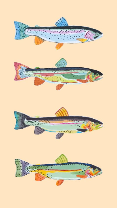 #summeraesthetic #fish Colorful Fish Illustration, Sea Animal Aesthetic, Aesthetic Fish Wallpaper, Fish Phone Wallpaper, Fish Gouache, Colorful Fish Painting, Fish Illustration Art, Fish Collage, Tropical Fish Art