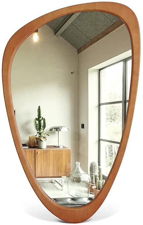 Assymetrical Mirror Wall, Entry Way Mirrors, Mcm Mirror, Entryway Mirrors, Sink Styles, Bathroom 2023, Mirror For Entryway, Accent Wall Entryway, Abstract Mirror