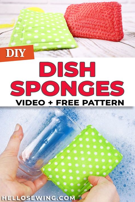 Reusable Dish Sponge, Reusable Sponge Diy, Reusable Things, Diy Sponges, Washcloth Crafts, Reusable Products, Dish Sponge, Upcycle Clothing, Diy Dish