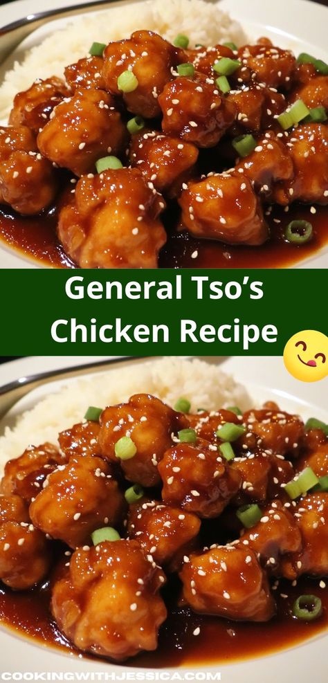 This General Tso’s Chicken recipe features tender, crispy chicken pieces tossed in a savory-sweet sauce with a hint of spice. It's a delightful dish perfect for any weeknight dinner. General Chicken Sauce, Easy General Tso Chicken Recipe, General Tso's Sauce Recipe, Air Fryer General Tso Chicken, General Tso Chicken Sauce, Gluten Free General Tso Chicken, General Tso Chicken Easy, Baked General Tso Chicken, Chicken General Tso