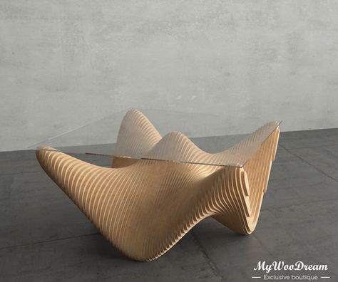 Table ROSA - Coffee tables - MYWOODREAM | MOM. MyWooDream, manufacturer of parametric furniture and decorative objects with an original and unique design. Parametric Furniture, Cnc Furniture, Cnc Wood, Parametric Design, Furniture Design Modern, Banquette, Objects Design, Wood Design, Contemporary Furniture